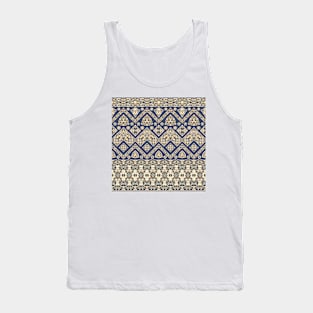 Blue and brown ethnic pattern Tank Top